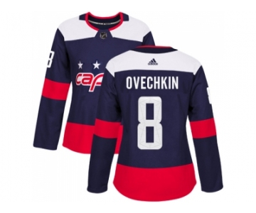 Women Adidas Washington Capitals #8 Alex Ovechkin Navy Authentic 2018 Stadium Series Stitched NHL Jersey