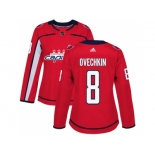 Women Adidas Washington Capitals #8 Alex Ovechkin Red Home Authentic Stitched NHL Jersey