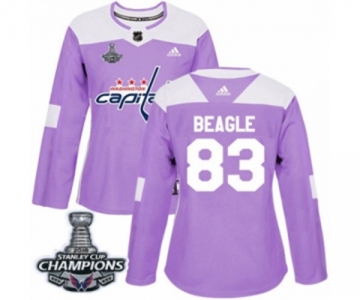 Women Adidas Washington Capitals #83 Jay Beagle Authentic Purple Fights Cancer Practice 2018 Stanley Cup Final Champions NHL Jersey