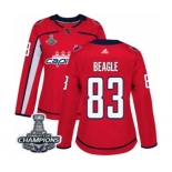 Women Adidas Washington Capitals #83 Jay Beagle Authentic Red Home 2018 Stanley Cup Final Champions NHL Jersey