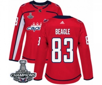 Women Adidas Washington Capitals #83 Jay Beagle Authentic Red Home 2018 Stanley Cup Final Champions NHL Jersey