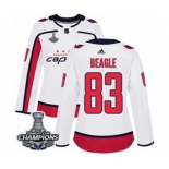 Women Adidas Washington Capitals #83 Jay Beagle Authentic White Away 2018 Stanley Cup Final Champions NHL Jersey