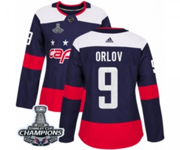 Women Adidas Washington Capitals #9 Dmitry Orlov Authentic Navy Blue 2018 Stadium Series 2018 Stanley Cup Final Champions NHL Jersey