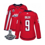 Women Adidas Washington Capitals #9 Dmitry Orlov Authentic Red Home 2018 Stanley Cup Final Champions NHL Jersey