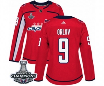 Women Adidas Washington Capitals #9 Dmitry Orlov Authentic Red Home 2018 Stanley Cup Final Champions NHL Jersey