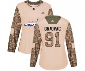 Women Adidas Washington Capitals #91 Tyler Graovac Authentic Camo Veterans Day Practice NHL Jersey