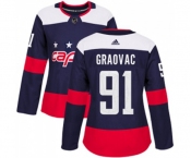 Women Adidas Washington Capitals #91 Tyler Graovac Authentic Navy Blue 2018 Stadium Series NHL Jersey