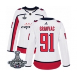 Women Adidas Washington Capitals #91 Tyler Graovac Authentic White Away 2018 Stanley Cup Final Champions NHL Jersey