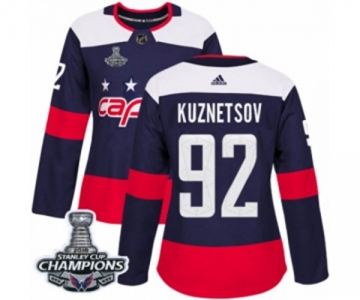 Women Adidas Washington Capitals #92 Evgeny Kuznetsov Authentic Navy Blue 2018 Stadium Series 2018 Stanley Cup Final Champions NHL Jersey