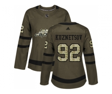 Women Adidas Washington Capitals #92 Evgeny Kuznetsov Green Salute to Service Stitched NHL Jersey