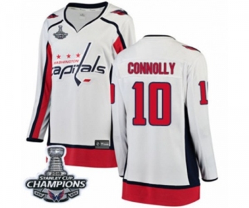 Women Washington Capitals #10 Brett Connolly Fanatics Branded White Away Breakaway 2018 Stanley Cup Final Champions NHL Jersey