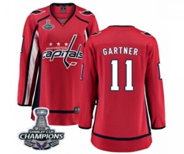 Women Washington Capitals #11 Mike Gartner Fanatics Branded Red Home Breakaway 2018 Stanley Cup Final Champions NHL Jersey