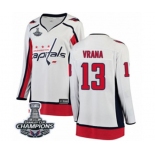 Women Washington Capitals #13 Jakub Vrana Fanatics Branded White Away Breakaway 2018 Stanley Cup Final Champions NHL Jersey