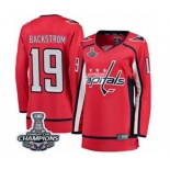 Women Washington Capitals #19 Nicklas Backstrom Fanatics Branded Red Home Breakaway 2018 Stanley Cup Final Champions NHL Jersey