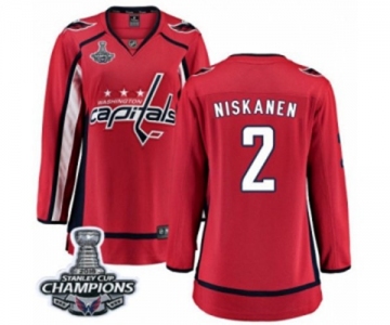 Women Washington Capitals #2 Matt Niskanen Fanatics Branded Red Home Breakaway 2018 Stanley Cup Final Champions NHL Jersey