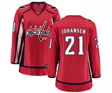 Women Washington Capitals #21 Lucas Johansen Fanatics Branded Red Home Breakaway NHL Jersey