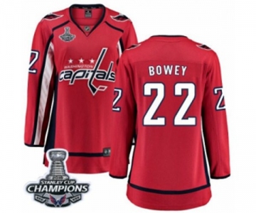 Women Washington Capitals #22 Madison Bowey Fanatics Branded Red Home Breakaway 2018 Stanley Cup Final Champions NHL Jersey