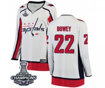 Women Washington Capitals #22 Madison Bowey Fanatics Branded White Away Breakaway 2018 Stanley Cup Final Champions NHL Jersey