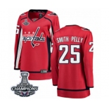 Women Washington Capitals #25 Devante Smith-Pelly Fanatics Branded Red Home Breakaway 2018 Stanley Cup Final Champions NHL Jersey