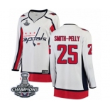 Women Washington Capitals #25 Devante Smith-Pelly Fanatics Branded White Away Breakaway 2018 Stanley Cup Final Champions NHL Jersey