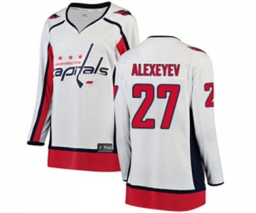 Women Washington Capitals #27 Alexander Alexeyev Fanatics Branded White Away Breakaway NHL Jersey