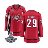 Women Washington Capitals #29 Christian Djoos Fanatics Branded Red Home Breakaway 2018 Stanley Cup Final Champions NHL Jersey