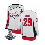 Women Washington Capitals #29 Christian Djoos Fanatics Branded White Away Breakaway 2018 Stanley Cup Final Champions NHL Jersey