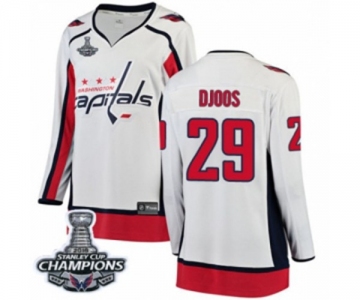 Women Washington Capitals #29 Christian Djoos Fanatics Branded White Away Breakaway 2018 Stanley Cup Final Champions NHL Jersey