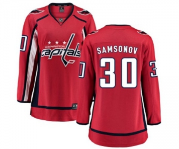 Women Washington Capitals #30 Ilya Samsonov Fanatics Branded Red Home Breakaway NHL Jersey