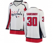 Women Washington Capitals #30 Ilya Samsonov Fanatics Branded White Away Breakaway NHL Jersey