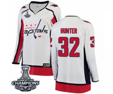 Women Washington Capitals #32 Dale Hunter Fanatics Branded White Away Breakaway 2018 Stanley Cup Final Champions NHL Jersey