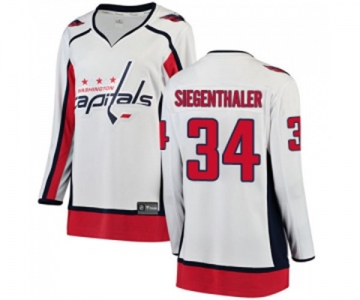 Women Washington Capitals #34 Jonas Siegenthaler Fanatics Branded White Away Breakaway NHL Jersey