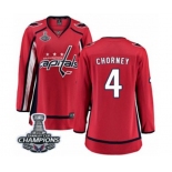 Women Washington Capitals #4 Taylor Chorney Fanatics Branded Red Home Breakaway 2018 Stanley Cup Final Champions NHL Jersey