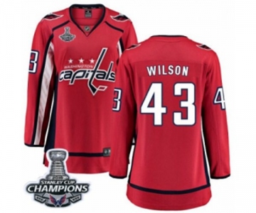 Women Washington Capitals #43 Tom Wilson Fanatics Branded Red Home Breakaway 2018 Stanley Cup Final Champions NHL Jersey