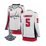 Women Washington Capitals #5 Rod Langway Fanatics Branded White Away Breakaway 2018 Stanley Cup Final Champions NHL Jersey