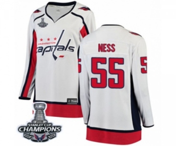 Women Washington Capitals #55 Aaron Ness Fanatics Branded White Away Breakaway 2018 Stanley Cup Final Champions NHL Jersey