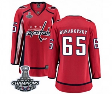 Women Washington Capitals #65 Andre Burakovsky Fanatics Branded Red Home Breakaway 2018 Stanley Cup Final Champions NHL Jersey