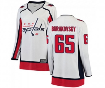 Women Washington Capitals #65 Andre Burakovsky Fanatics Branded White Away Breakaway NHL Jersey