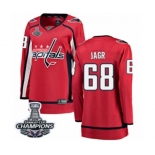 Women Washington Capitals #68 Jaromir Jagr Fanatics Branded Red Home Breakaway 2018 Stanley Cup Final Champions NHL Jersey