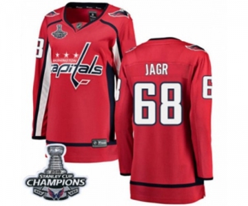 Women Washington Capitals #68 Jaromir Jagr Fanatics Branded Red Home Breakaway 2018 Stanley Cup Final Champions NHL Jersey