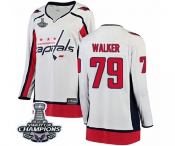 Women Washington Capitals #79 Nathan Walker Fanatics Branded White Away Breakaway 2018 Stanley Cup Final Champions NHL Jersey