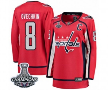 Women Washington Capitals #8 Alex Ovechkin Fanatics Branded Red Home Breakaway 2018 Stanley Cup Final Champions NHL Jersey