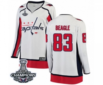 Women Washington Capitals #83 Jay Beagle Fanatics Branded White Away Breakaway 2018 Stanley Cup Final Champions NHL Jersey