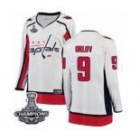 Women Washington Capitals #9 Dmitry Orlov Fanatics Branded White Away Breakaway 2018 Stanley Cup Final Champions NHL Jersey