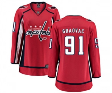 Women Washington Capitals #91 Tyler Graovac Fanatics Branded Red Home Breakaway NHL Jersey