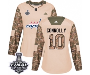 Women's Adidas Washington Capitals #10 Brett Connolly Authentic Camo Veterans Day Practice 2018 Stanley Cup Final NHL Jersey