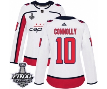 Women's Adidas Washington Capitals #10 Brett Connolly Authentic White Away 2018 Stanley Cup Final NHL Jersey