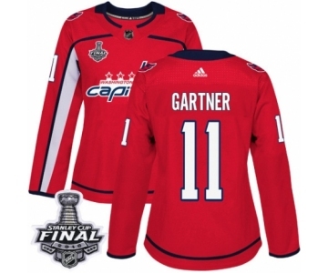 Women's Adidas Washington Capitals #11 Mike Gartner Authentic Red Home 2018 Stanley Cup Final NHL Jersey