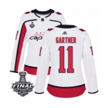 Women's Adidas Washington Capitals #11 Mike Gartner Authentic White Away 2018 Stanley Cup Final NHL Jersey