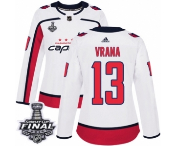 Women's Adidas Washington Capitals #13 Jakub Vrana Authentic White Away 2018 Stanley Cup Final NHL Jersey